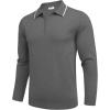 imageCOOFANDY Mens Knit Polo Shirt Long Sleeve Quarter Zip Polo Sweater Casual Golf Shirts Vintage Striped Collar PoloGrey Heather