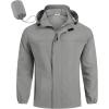 imageCOOFANDY Mens Rain Jacket Waterproof Lightweight Windbreaker Packable Hooded Raincoat for Hiking Cycling Golf ampamp TravelLight Grey