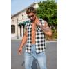 imageCOOFANDY Mens Sleeveless Flannel Shirt Casual Summer Tank Top Button Up Sleeveless Beach Shirts with Chest PocketBlack