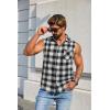 imageCOOFANDY Mens Sleeveless Flannel Shirt Casual Summer Tank Top Button Up Sleeveless Beach Shirts with Chest PocketBlack1