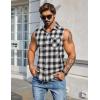 imageCOOFANDY Mens Sleeveless Flannel Shirt Casual Summer Tank Top Button Up Sleeveless Beach Shirts with Chest PocketBlack1