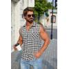 imageCOOFANDY Mens Sleeveless Flannel Shirt Casual Summer Tank Top Button Up Sleeveless Beach Shirts with Chest PocketBlack2