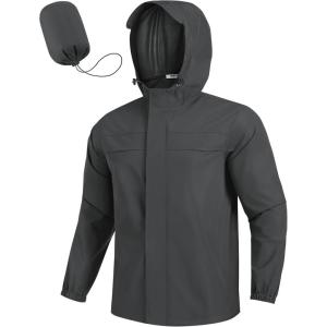imageCOOFANDY Mens Rain Jacket Waterproof Lightweight Windbreaker Packable Hooded Raincoat for Hiking Cycling Golf ampamp TravelDark Grey