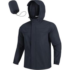imageCOOFANDY Mens Rain Jacket Waterproof Lightweight Windbreaker Packable Hooded Raincoat for Hiking Cycling Golf ampamp TravelNavy