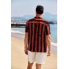 imageCOOFANDY Mens Casual Henley Shirt Band Collar Short Sleeve Shirt Summer Beach Hippie Shirt1776 Pentagram  Black White Red
