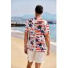 imageCOOFANDY Mens Casual Henley Shirt Band Collar Short Sleeve Shirt Summer Beach Hippie ShirtRed White Flag Blue Stars