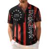 imageCOOFANDY Mens Casual Henley Shirt Band Collar Short Sleeve Shirt Summer Beach Hippie Shirt1776 Pentagram  Black White Red