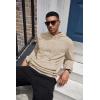 imageCOOFANDY Mens Hoodies Sweatshirts Long Sleeve Fashion Waffle Knit Pullover Hoodie with PocketKhaki
