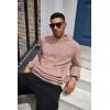 imageCOOFANDY Mens Hoodies Sweatshirts Long Sleeve Fashion Waffle Knit Pullover Hoodie with PocketPale Pink