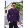 imageCOOFANDY Mens Hoodies Sweatshirts Long Sleeve Fashion Waffle Knit Pullover Hoodie with PocketViolet