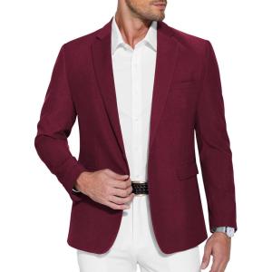imageCOOFANDY Mens Casual Blazer One Button Sport Coat Slim Fit Lightweight Suit Blazer JacketDark Red