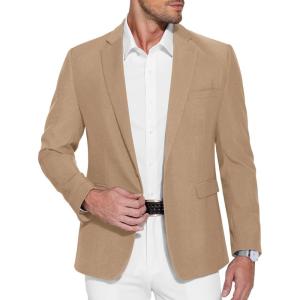 imageCOOFANDY Mens Casual Blazer One Button Sport Coat Slim Fit Lightweight Suit Blazer JacketKhaki