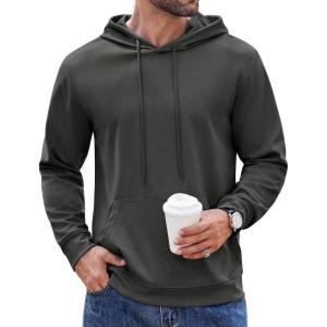 imageCOOFANDY Mens Hoodie Long Sleeve Hooded Pullover Casual Fashion Sweatshirts Drawstring Gym Hooded with Kanga PocketDark Grey
