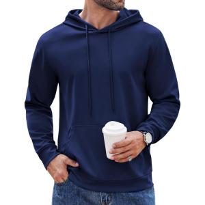 imageCOOFANDY Mens Hoodie Long Sleeve Hooded Pullover Casual Fashion Sweatshirts Drawstring Gym Hooded with Kanga PocketDeep Blue