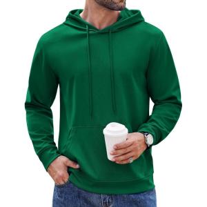 imageCOOFANDY Mens Hoodie Long Sleeve Hooded Pullover Casual Fashion Sweatshirts Drawstring Gym Hooded with Kanga PocketLake Green