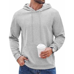 imageCOOFANDY Mens Hoodie Long Sleeve Hooded Pullover Casual Fashion Sweatshirts Drawstring Gym Hooded with Kanga PocketLight Grey