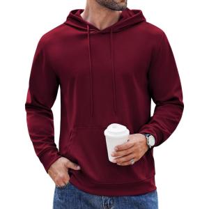 imageCOOFANDY Mens Hoodie Long Sleeve Hooded Pullover Casual Fashion Sweatshirts Drawstring Gym Hooded with Kanga PocketWine Red