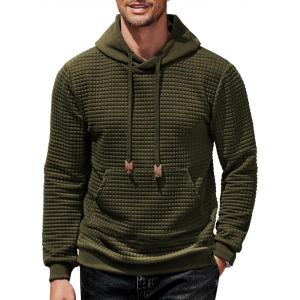 imageCOOFANDY Mens Hoodies Sweatshirts Long Sleeve Fashion Waffle Knit Pullover Hoodie with PocketArmy Green