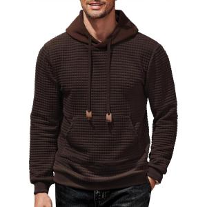 imageCOOFANDY Mens Hoodies Sweatshirts Long Sleeve Fashion Waffle Knit Pullover Hoodie with PocketCoffee