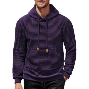 imageCOOFANDY Mens Hoodies Sweatshirts Long Sleeve Fashion Waffle Knit Pullover Hoodie with PocketViolet