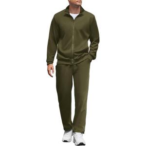 imageCOOFANDY Mens Tracksuits Casual Sweatsuit 2 Piece Full Zip Athletic Jogging Suit Sets Sport Sweat SuitArmy Green
