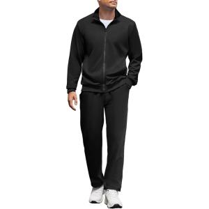 imageCOOFANDY Mens Tracksuits Casual Sweatsuit 2 Piece Full Zip Athletic Jogging Suit Sets Sport Sweat SuitBlack