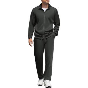imageCOOFANDY Mens Tracksuits Casual Sweatsuit 2 Piece Full Zip Athletic Jogging Suit Sets Sport Sweat SuitDark Grey