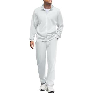 imageCOOFANDY Mens Tracksuits Casual Sweatsuit 2 Piece Full Zip Athletic Jogging Suit Sets Sport Sweat SuitWhite