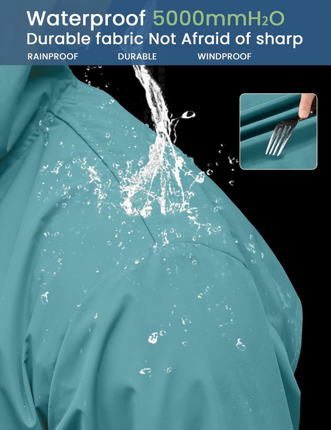 imageCOOFANDY Mens Long Raincoat Ligtweight Rain Jacket Waterproof Outdoor Jackets with HoodRoyal Blue