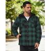 imageCOOFANDY Mens Flannel Shirt Jacket Warm Quilted Lined Hooded Long Sleeve Plaid Shirt JacketsBlack  Green Plaid