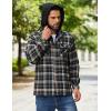 imageCOOFANDY Mens Flannel Shirt Jacket Warm Quilted Lined Hooded Long Sleeve Plaid Shirt JacketsBlack Khaki Plaid