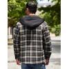 imageCOOFANDY Mens Flannel Shirt Jacket Warm Quilted Lined Hooded Long Sleeve Plaid Shirt JacketsBlack Khaki Plaid