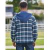imageCOOFANDY Mens Flannel Shirt Jacket Warm Quilted Lined Hooded Long Sleeve Plaid Shirt JacketsBlue Plaid