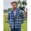 imageCOOFANDY Mens Flannel Shirt Jacket Warm Quilted Lined Hooded Long Sleeve Plaid Shirt JacketsBlue Plaid