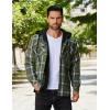 imageCOOFANDY Mens Flannel Shirt Jacket Warm Quilted Lined Hooded Long Sleeve Plaid Shirt JacketsNavy  Army Green Plaid