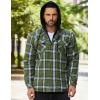 imageCOOFANDY Mens Flannel Shirt Jacket Warm Quilted Lined Hooded Long Sleeve Plaid Shirt JacketsNavy  Army Green Plaid