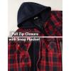 imageCOOFANDY Mens Flannel Shirt Jacket Warm Quilted Lined Hooded Long Sleeve Plaid Shirt JacketsNavy  Red Plaid