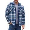 imageCOOFANDY Mens Flannel Shirt Jacket Warm Quilted Lined Hooded Long Sleeve Plaid Shirt JacketsBlue Plaid