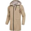 imageCOOFANDY Mens Long Raincoat Ligtweight Rain Jacket Waterproof Outdoor Jackets with HoodKhaki