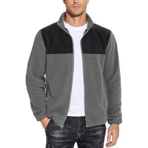 imageCOOFANDY Mens Soft Polar Fleece Jacket Lightweight Full Zip Jackets Casual Outdoor Warm Jackets Coats with PocketsBlackdark Grey