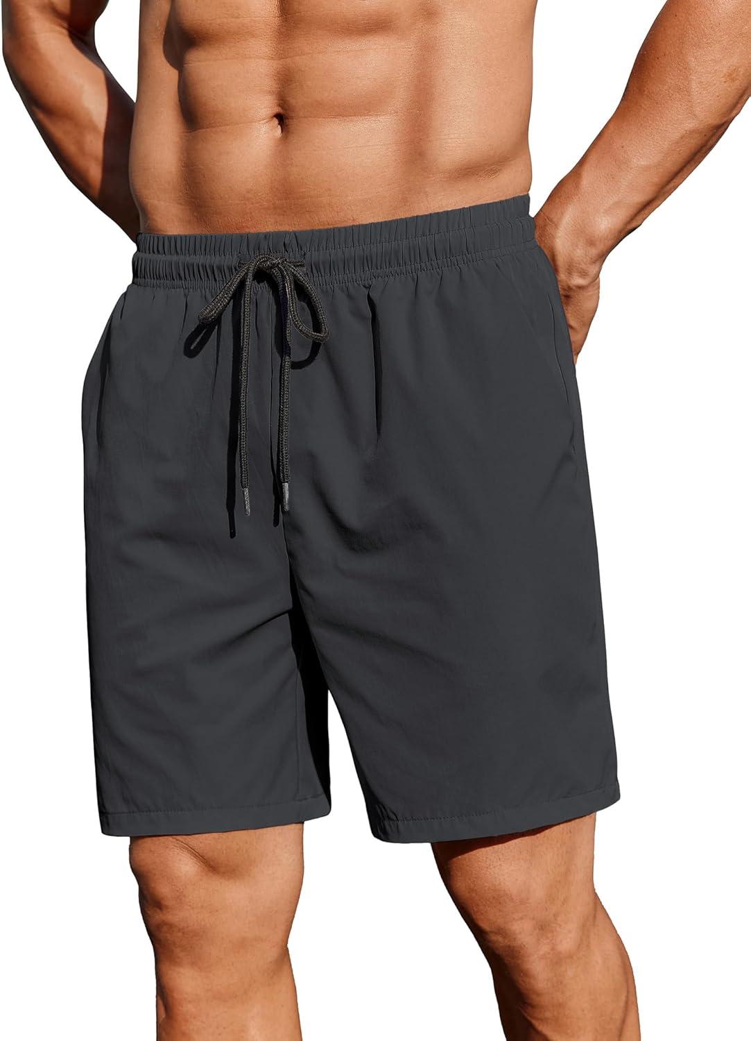 imageCOOFANDY Mens 2 Pack Gym Workout Shorts 7 Inch Lightweight Athletic Shorts Quick Dry Running Shorts with PocketsBlackDark Grey