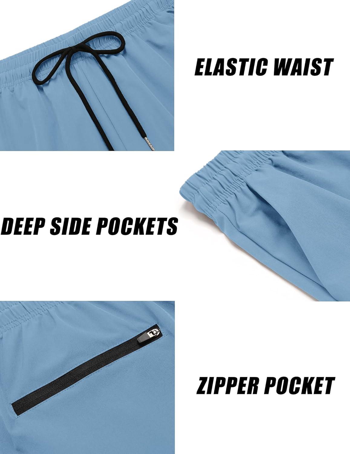 imageCOOFANDY Mens 2 Pack Gym Workout Shorts 7 Inch Lightweight Athletic Shorts Quick Dry Running Shorts with PocketsDark GreyLight Blue