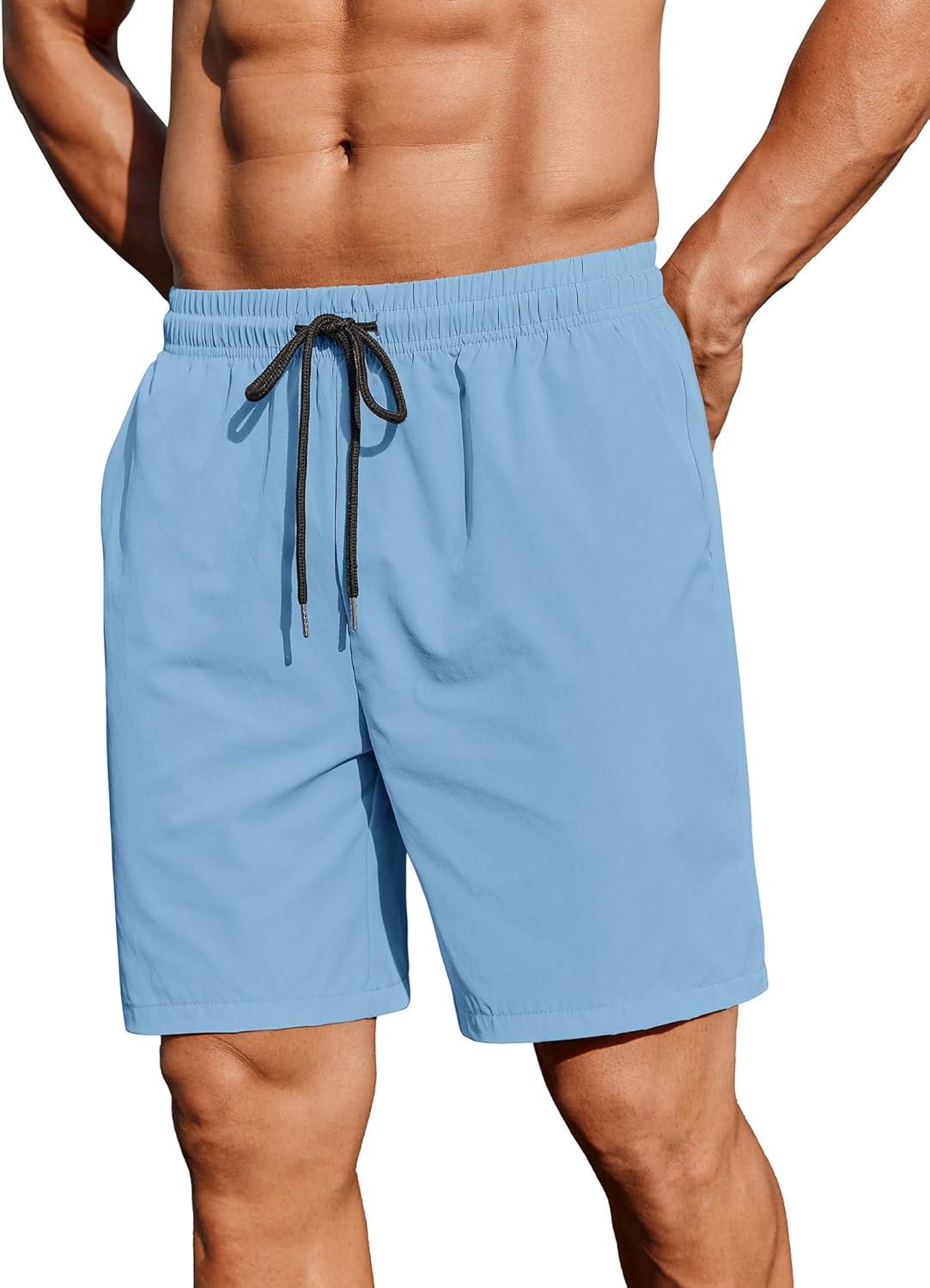 imageCOOFANDY Mens 2 Pack Gym Workout Shorts 7 Inch Lightweight Athletic Shorts Quick Dry Running Shorts with PocketsDark GreyLight Blue