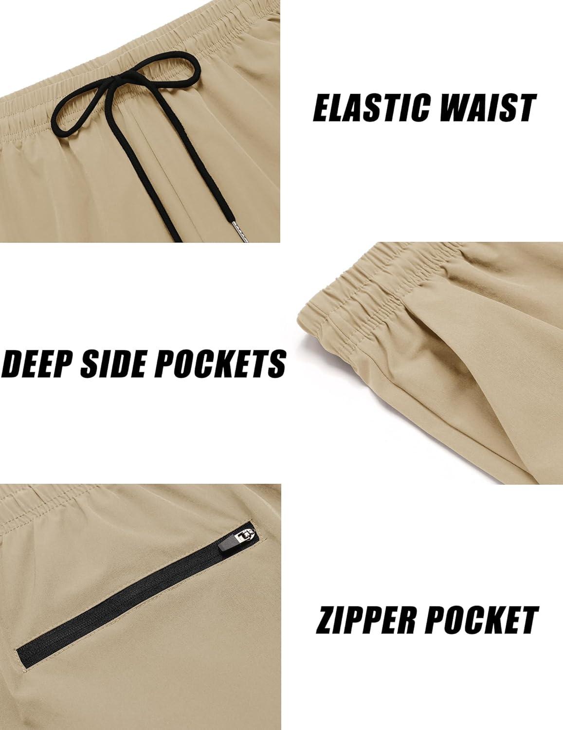 imageCOOFANDY Mens 2 Pack Gym Workout Shorts 7 Inch Lightweight Athletic Shorts Quick Dry Running Shorts with PocketsLight KhakiLight Grey