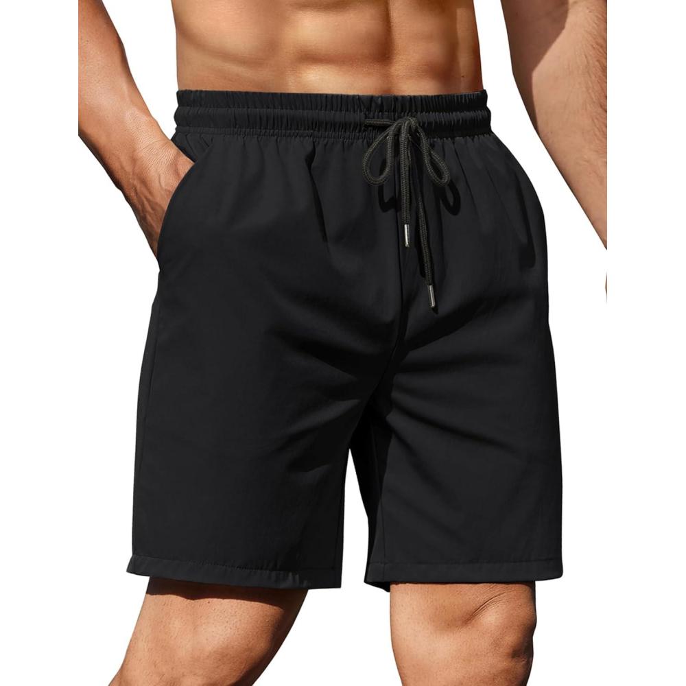 imageCOOFANDY Mens 2 Pack Gym Workout Shorts 7 Inch Lightweight Athletic Shorts Quick Dry Running Shorts with PocketsBlack
