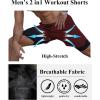 imageCOOFANDY Mens 2 Pack Running Shorts 2 in 1 Workout Shorts Quick Dry Gym Training Athletic Jogger with Phone Pockets2pack Wine Rednavy Blue