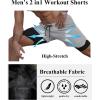 imageCOOFANDY Mens 2 Pack Running Shorts 2 in 1 Workout Shorts Quick Dry Gym Training Athletic Jogger with Phone Pockets2packlight Greynavy Blue