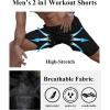 imageCOOFANDY Mens 2 Pack Running Shorts 2 in 1 Workout Shorts Quick Dry Gym Training Athletic Jogger with Phone Pockets2packpeacock Blueblack