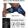 imageCOOFANDY Mens 2 Pack Running Shorts 2 in 1 Workout Shorts Quick Dry Gym Training Athletic Jogger with Phone Pockets3packblacknavy Bluearmy Green