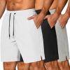 imageCOOFANDY Mens 3 Pack Athletic Running Shorts Gym Workout Short Quick Dry Sports Short with PocketsBlackWhiteGrey 1 Pack of 3
